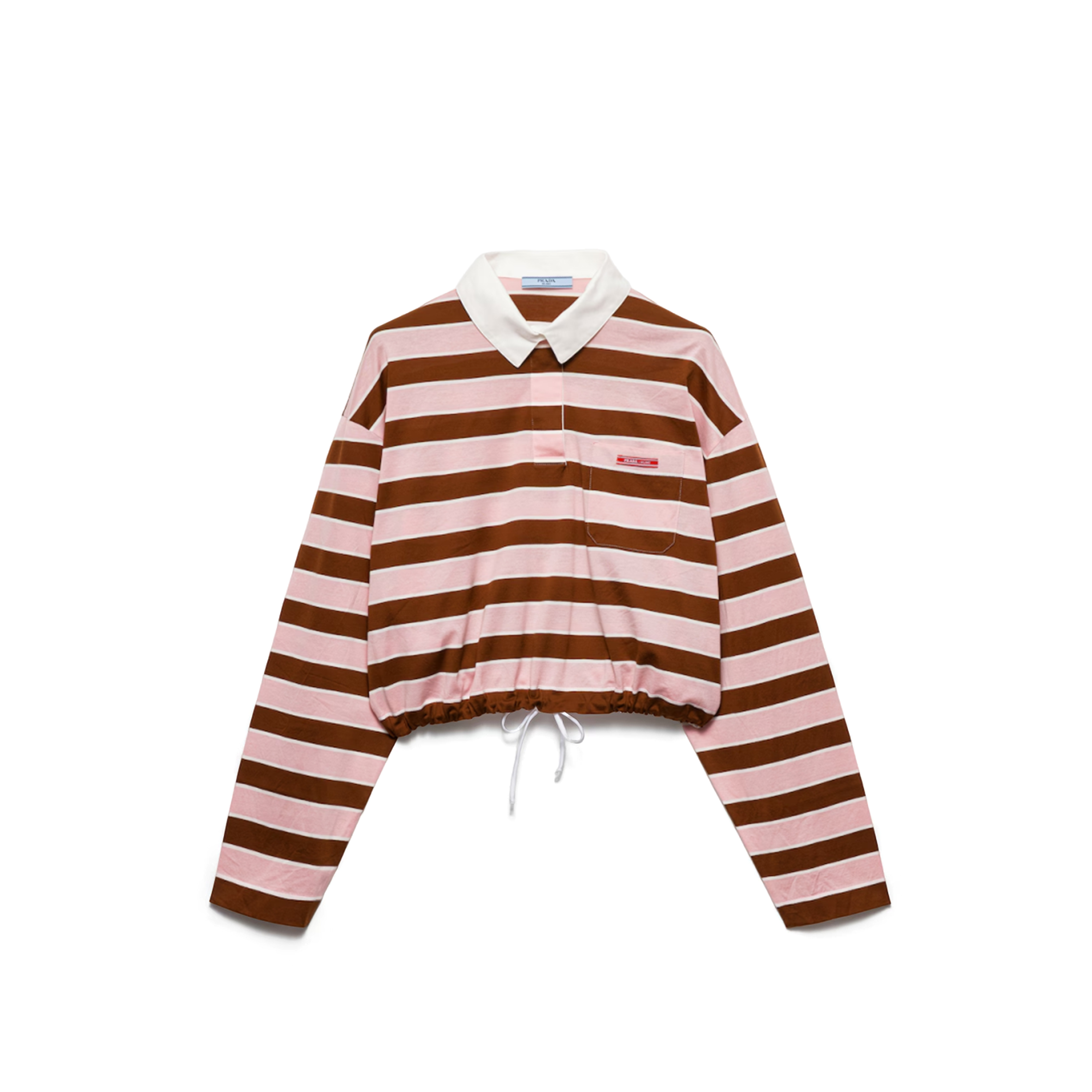 PRADA LONG-SLEEVED BAYADERE PRINT LISLE COTTON T-SHIRT 39661